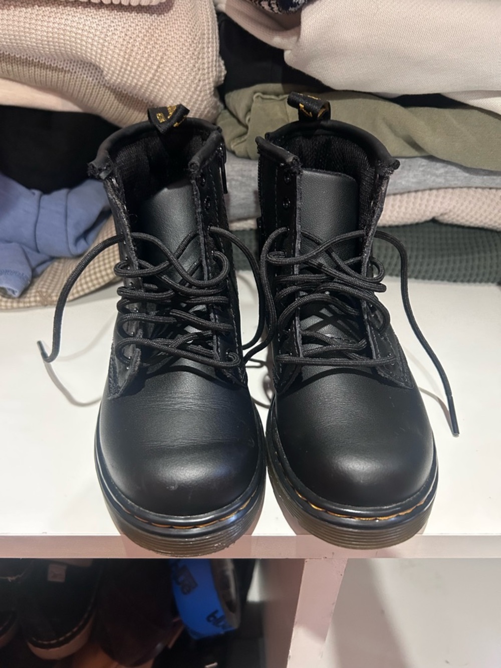 Dr. Martens Kids Black Lace-Up Combat Boots